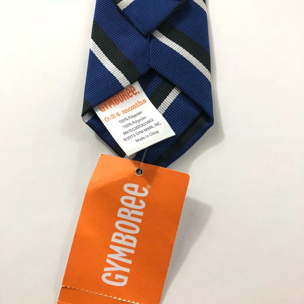 Toddler Boys Navy Blue Black White Striped Tie Gymboree 0 - 24 Months Hook & Eye